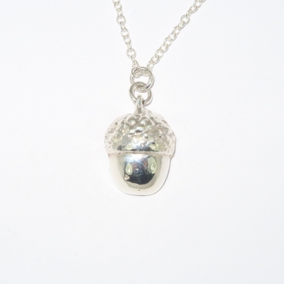 Silver half acorn pendant